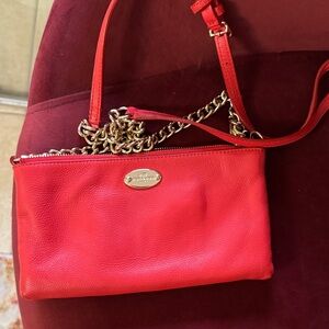 Coach Red Crossbody Bag with Gold Chain
